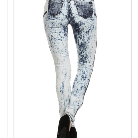 Distressed Skinny Stretch Denim Blue Jeans - Picture 2 of 4